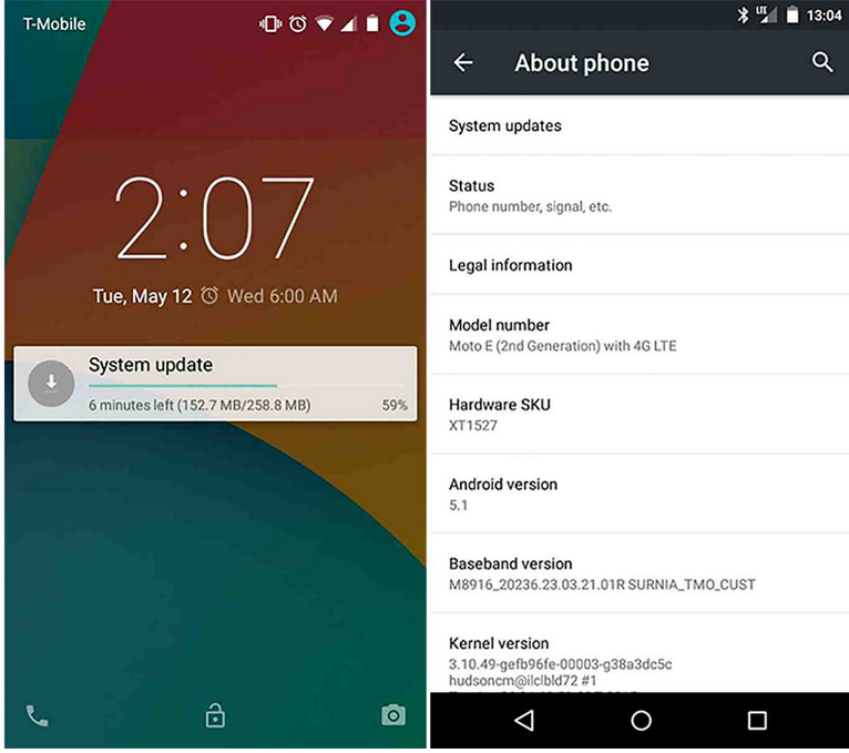 Moto E (2nd Gen) Androidi 5.1
