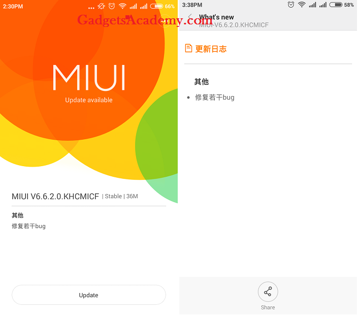 Redmi 1S MIUI 6.6.2.0 KCHMICF