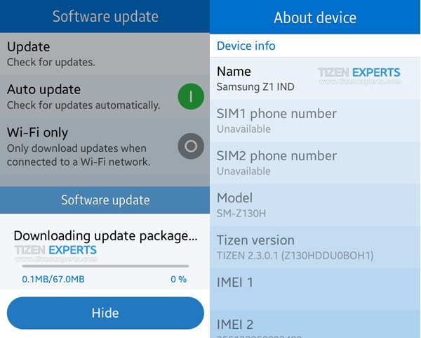 Samsung Z1 Tizen 2.3.0.1 Firmware