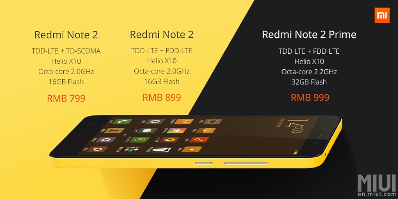 Xiaomi Redmi Note 2 variants